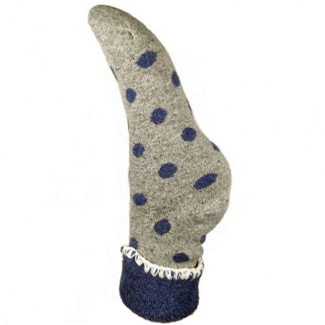 Joya Ladies Grey Wool Blend Cuff Socks With Blue Spots Luscious Scarves