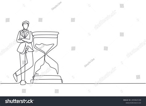 Single Continuous Line Drawing Businessman Lean Stock Vector (Royalty ...