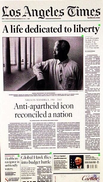 Vale Nelson Mandela The World Mourns The Newspaper Front Pages Mumbrella