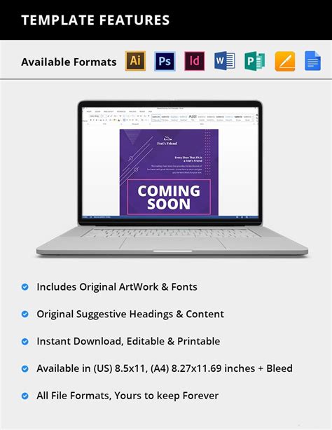 Coming Soon Flyer Template In PSD Illustrator InDesign Word Pages