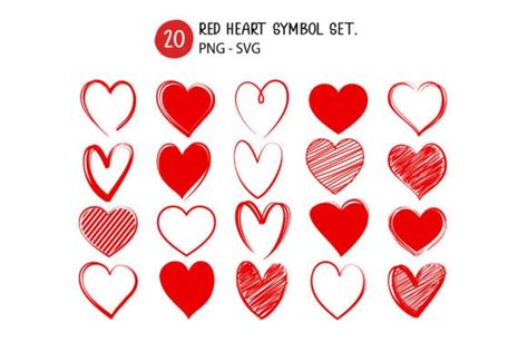 Red Heart Symbol Set Graphic by khanisorn · Creative Fabrica