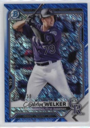 2021 Bowman Chrome Prospects Blue Shimmer Refractor 150 Colton Welker