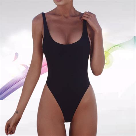 Thong Black 2018 Sexy One Piece Swimsuit Solid Female Women Fused