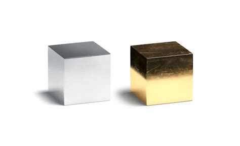 Premium Photo Gloss Silver Gold Cube Mockup Chrome And Golden