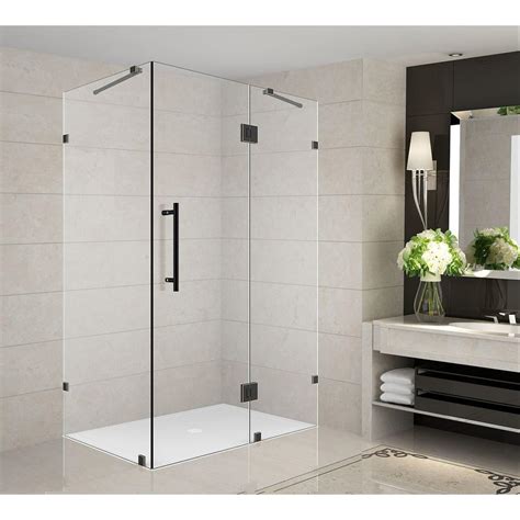 Aston Avalux 34 In X 30 In X 72 In Completely Frameless Shower Enclosure In Stainless Steel