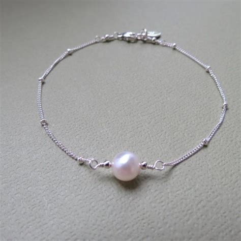 ON SALE Personalized Single Pearl Bracelet Sterling Silver Single