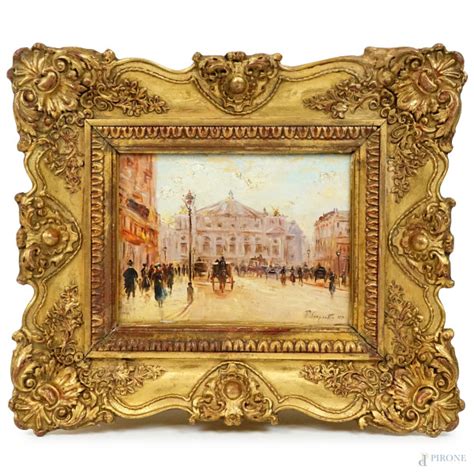 Scorcio Di Parigi Olio Su Cartone Cm 17x24 Firmato Entro Cornice