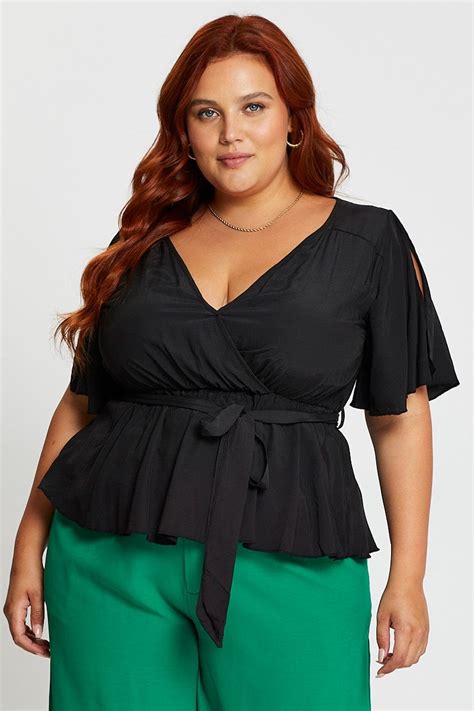 Plus Size Red Wrap Top Peplum Short Sleeve You All Shop Online