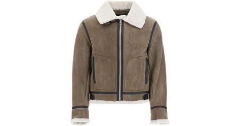 Loewe Shearling Aviator Jacket In Brown For Men Lyst Uk