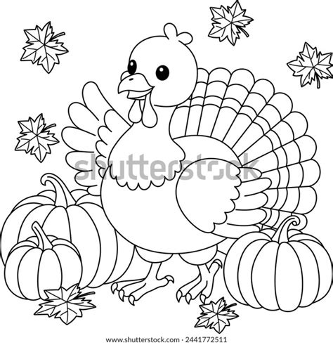 Cute Kawaii Turkey Cartoon Character Pumpkins Stock Vector (Royalty ...