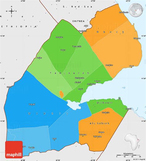 Political Simple Map Of Djibouti Single Color Outside Borders And Labels