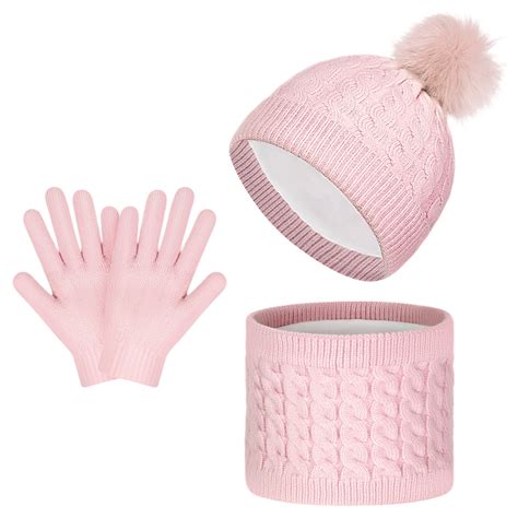 Kids Beanie Set - Winter Hat, Scarf, Gloves 3pcs Warm Knit for Youth ...