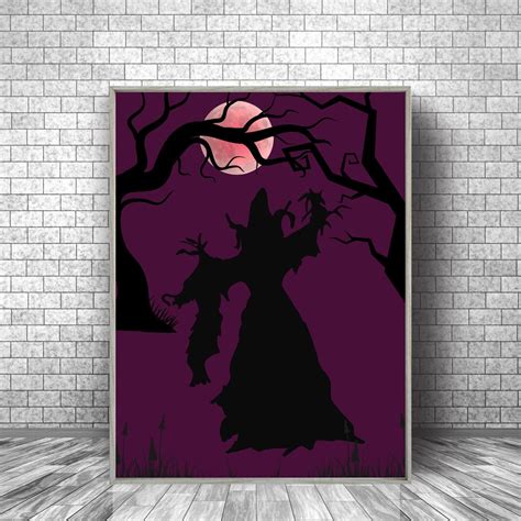 Halloween Witch Printable Witch Art Print Purple Witch Illustration Halloween Witch Wall Art