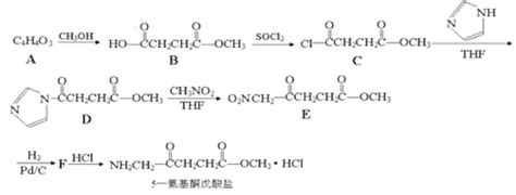 [题目]5 氨基酮戊酸盐是一种抗肿瘤药 其合成路线如下 已知 1 5 氨基酮戊酸盐中非含氧官能团的名称是 2 C→d的反应类型为 3 已知a分子结构中有一个环 A不能使溴水褪色 且