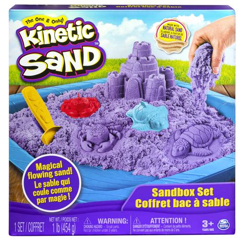 Kinetic Sand, Sandbox Playset with 1lb of Purple Kinetic Sand and 3 ...