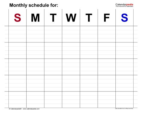 Free Monthly Schedules In PDF Format 22 Templates Schedule Printable