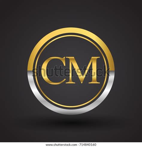 Cm Letter Logo Circle Gold Silver Stock Vector Royalty Free