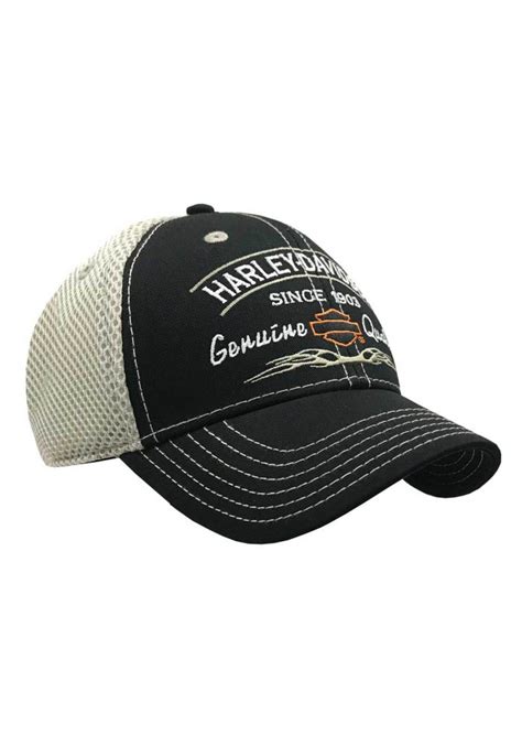 Harley Davidson Genuine Harley Logo Mesh Back Black Baseball Cap Bcd16212