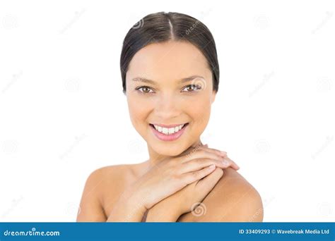 Smiling Bare Brunette Posing Stock Image Image Of Cheerful Freshness 33409293