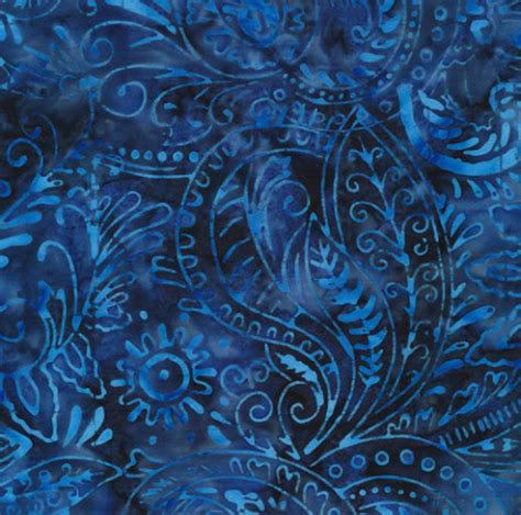 Batik Fabric Blue Paisleys Batik Hand Dyed Ethically Sourced And Made With The Highest Quality