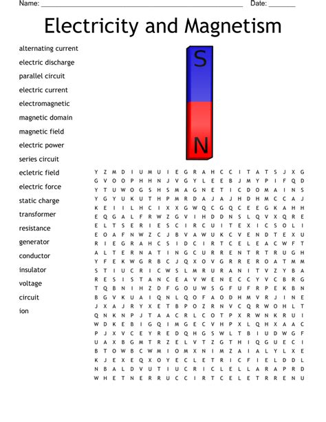 Electricity And Magnetism Word Search Wordmint