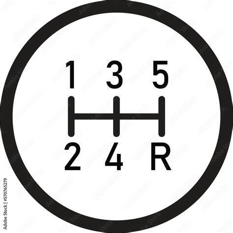 Gearbox Icon On White Background Gear Shifter Symbol Manual