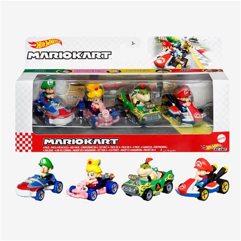 Hot Wheels Mariokart 4 Pack With 1 Exclusive Kart Mattel Creations