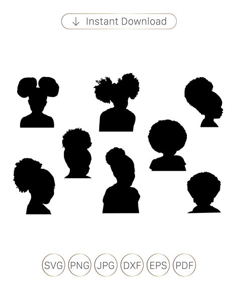 Little Afro Puff Girl Svgsilhouettelittle Black Girl Etsy