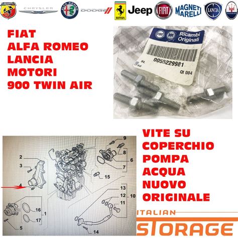 55229981 Fiat Alfa Romeo Lancia 900 Twin Air Kit 4 Vite Coperchio