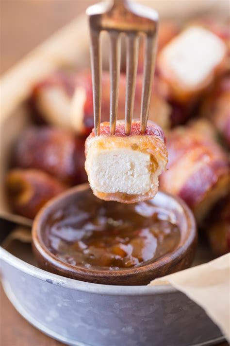 Bacon Wrapped Chicken Bites With Apricot Pepper Dipping Sauce Lovely