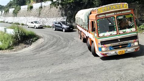 Dhimbam Hills Driving Load Lorry And Car Turning 927 Hairpin Bend