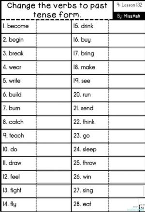 Past Tense Form Exercise. Interactive worksheet | TopWorksheets