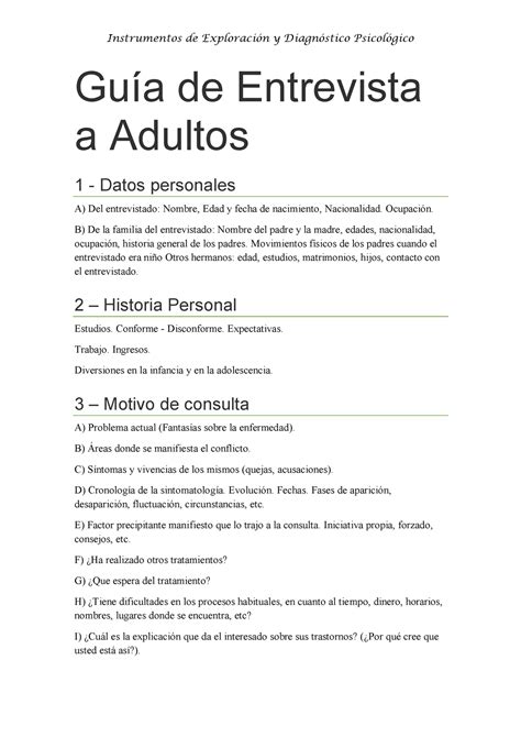 Guía Entrevista a adultos Guía de Entrevista a Adultos 1 Datos