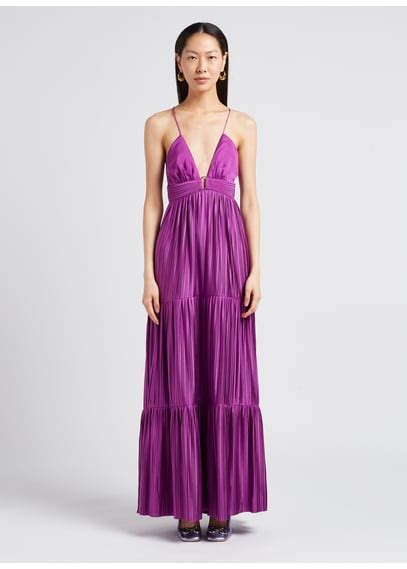 Robe Longue Plissée Satinée Wasta Violet Baandsh Femme 1e23wast 0181