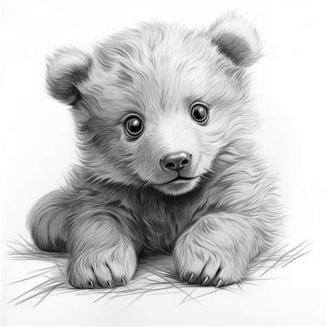 Premium AI Image | Pencil sketch cute bear animal drawing image ...