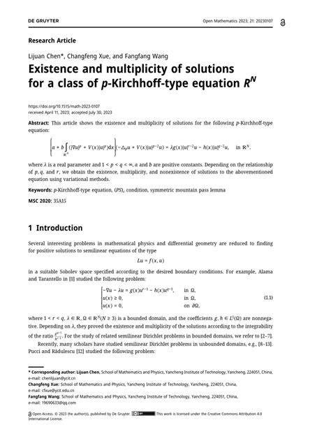 Pdf Existence And Multiplicity Of Solutions For A Class Of P