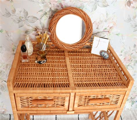 Wicker Dressing Table Computer Table Bedside Table Rattan Etsy