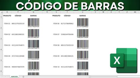 Como Gerar Código De Barras No Excel Ean13 Barcode Qr Code Etc Gerador Código Barras Youtube