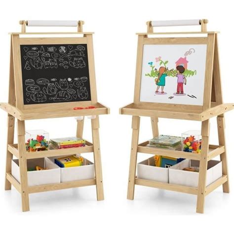 GOPLUS Tableau Enfant Noir Blanc Magnétique 59x50x117CM Chevalet Double