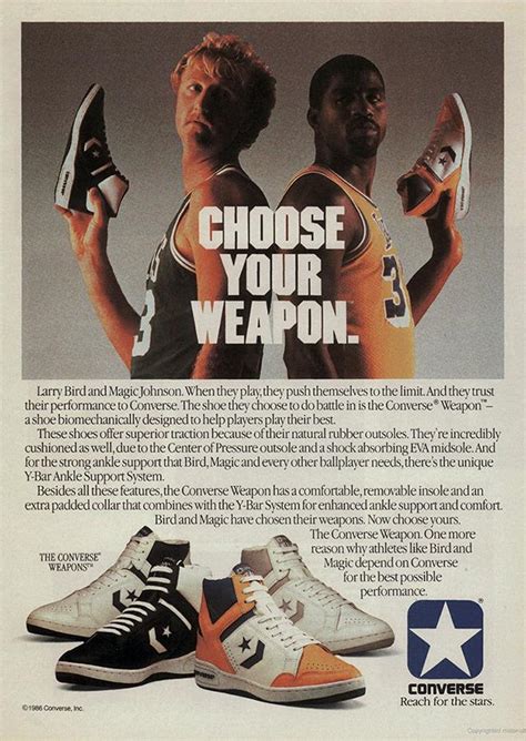 Converse Choose Your Weapon Ad Featuring Larry Bird And Magic Johnson 1986 R 1980s