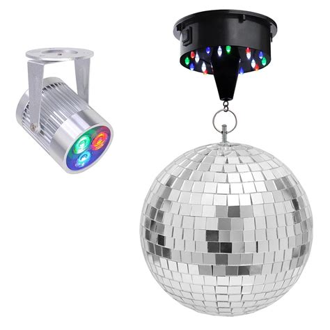 Yescom 12 Mirror Disco Ball W Rotating Motor 3W 3 LEDs Multi Color