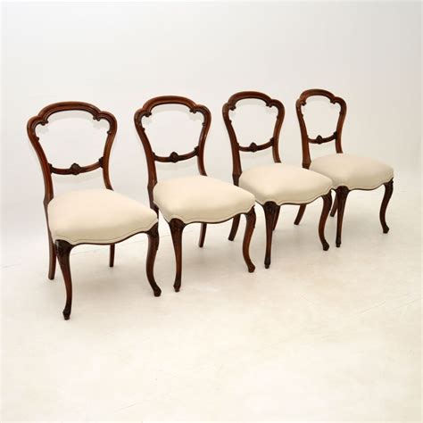 Set Of Antique Victorian Rosewood Balloon Back Dining Chairs