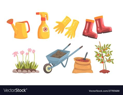 Garden tools and equipment for plant trees Vector Image