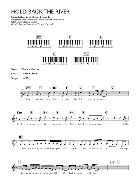 Hold Back The River By James Bay Sheet Music For Piano Chordslyrics At