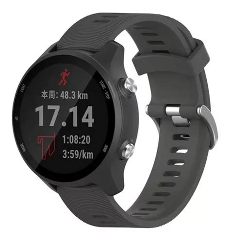 Pulseira De Silicone Para Garmin 245 Forerunner Music Cor Cinza Escuro