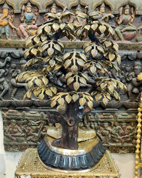 Brass Buddha Statue Under Tree - 32 inch – Budhshiv.com