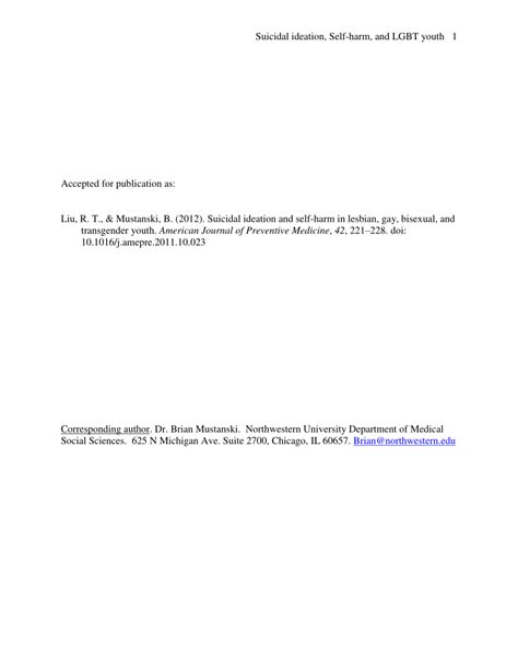 PDF Suicidal Ideation And Self Harm In Lesbian Gay Bisexual And