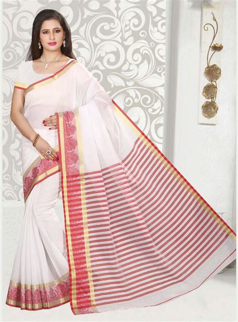 White Cotton Casual Wear Saree Saree Silk Sarees Online Buy Dress