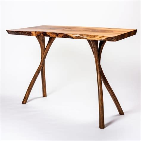 Premium Photo Handmade Wood Table With Twisted Branch Leg