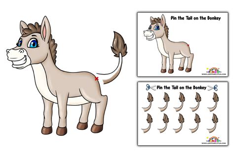 Pin The Tail On The Donkey Free Printable Template Just, 53% OFF